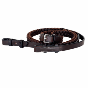 Newmarket Braided Brown Leather Reins