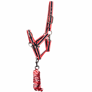 Oxford Super Tuff Halter With Lead - Red/Navy/White
