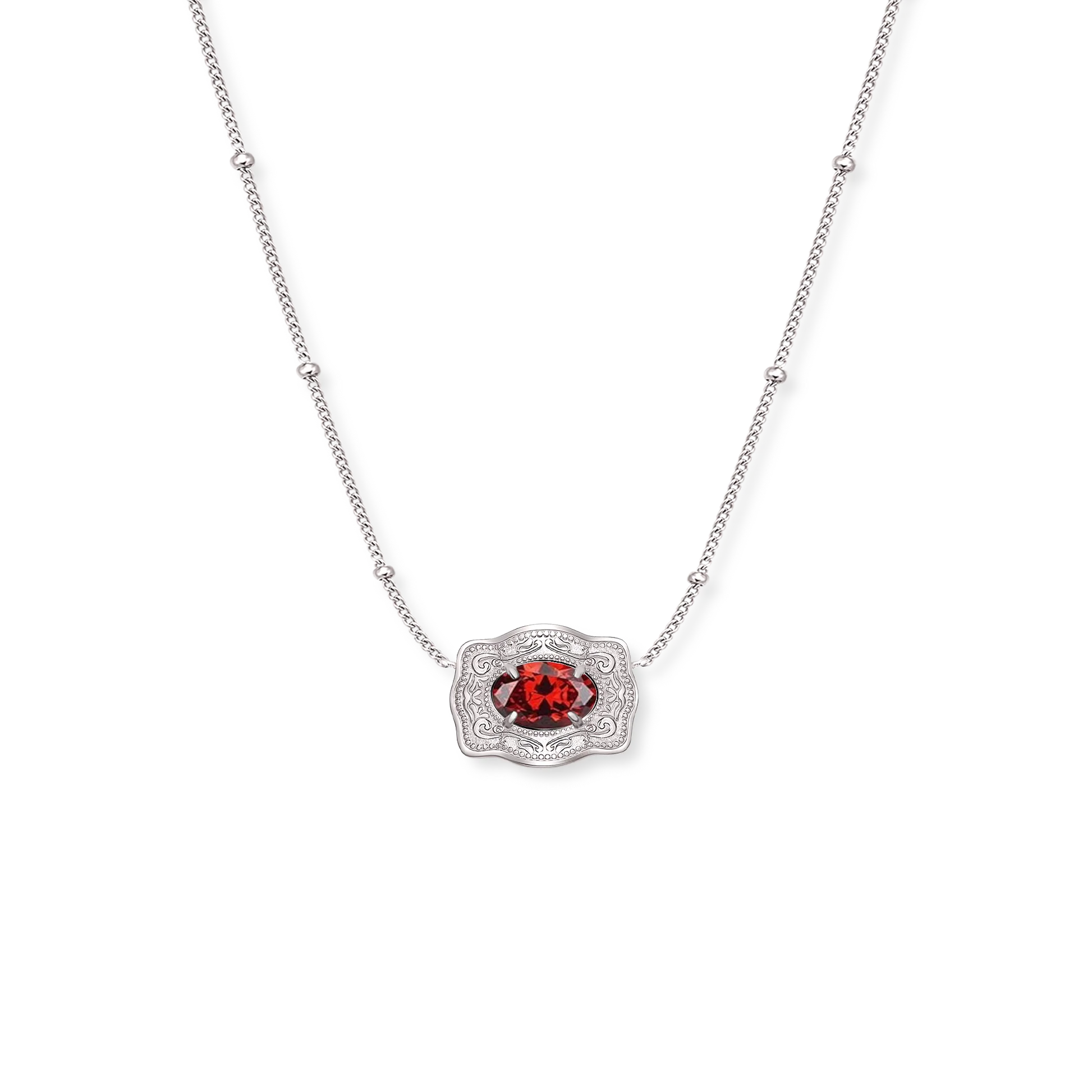 SPURWEST Ultra Mini Belt Buckle Birthstone Necklace - Silver - Image 8