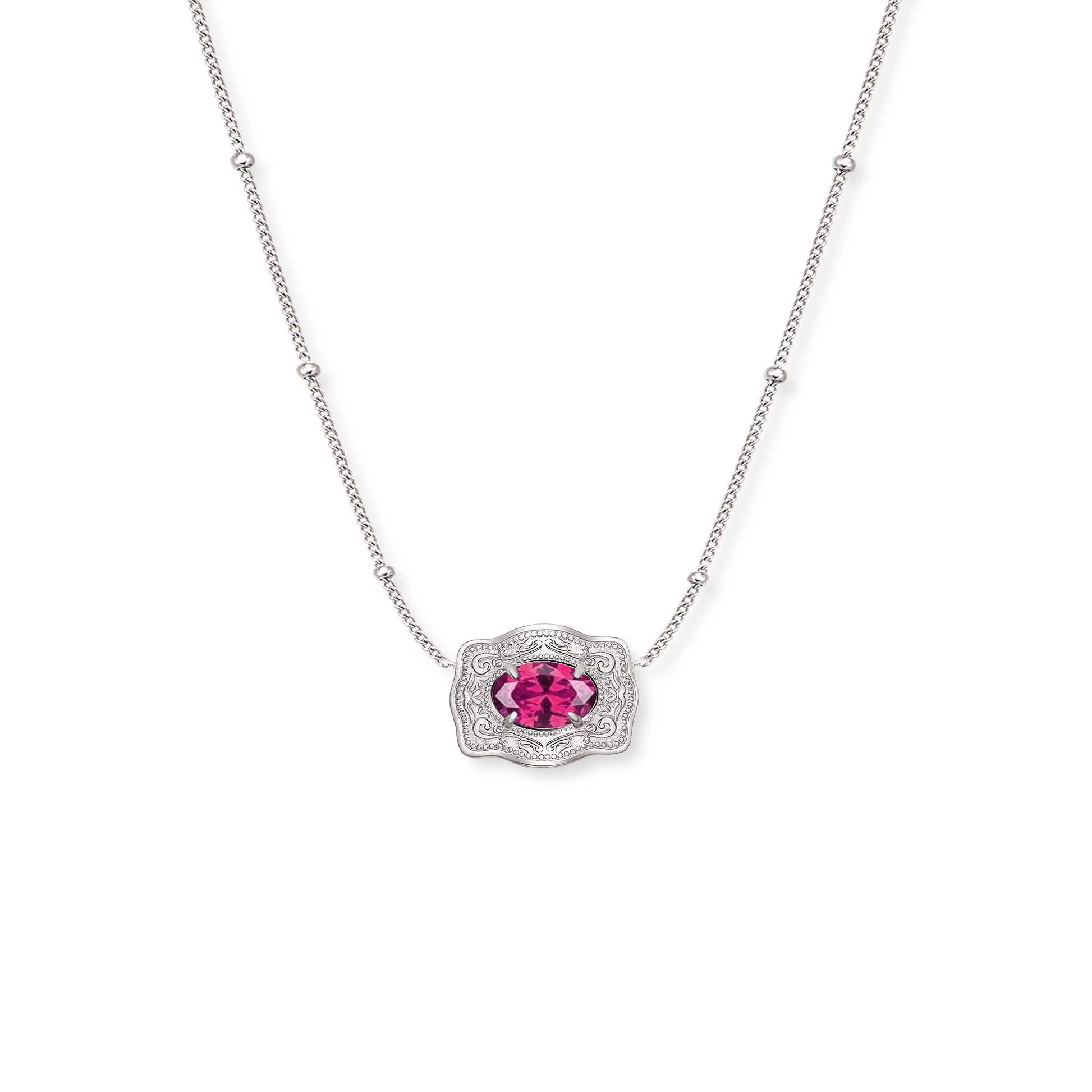 SPURWEST Ultra Mini Belt Buckle Birthstone Necklace - Silver - Image 9