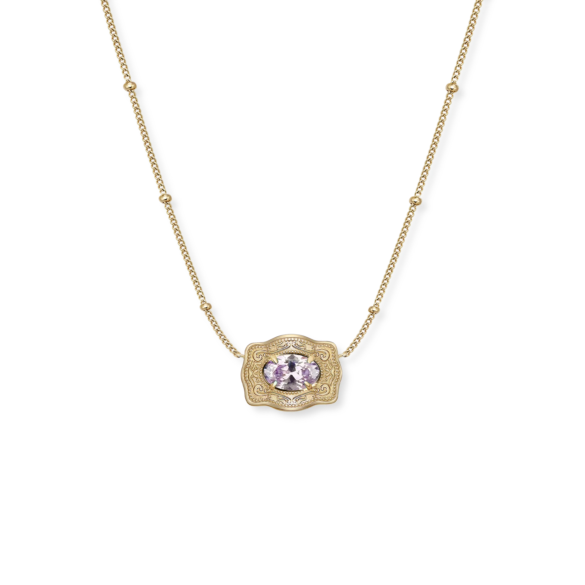 SPURWEST Ultra Mini Belt Buckle Birthstone Necklace – Gold - Image 3