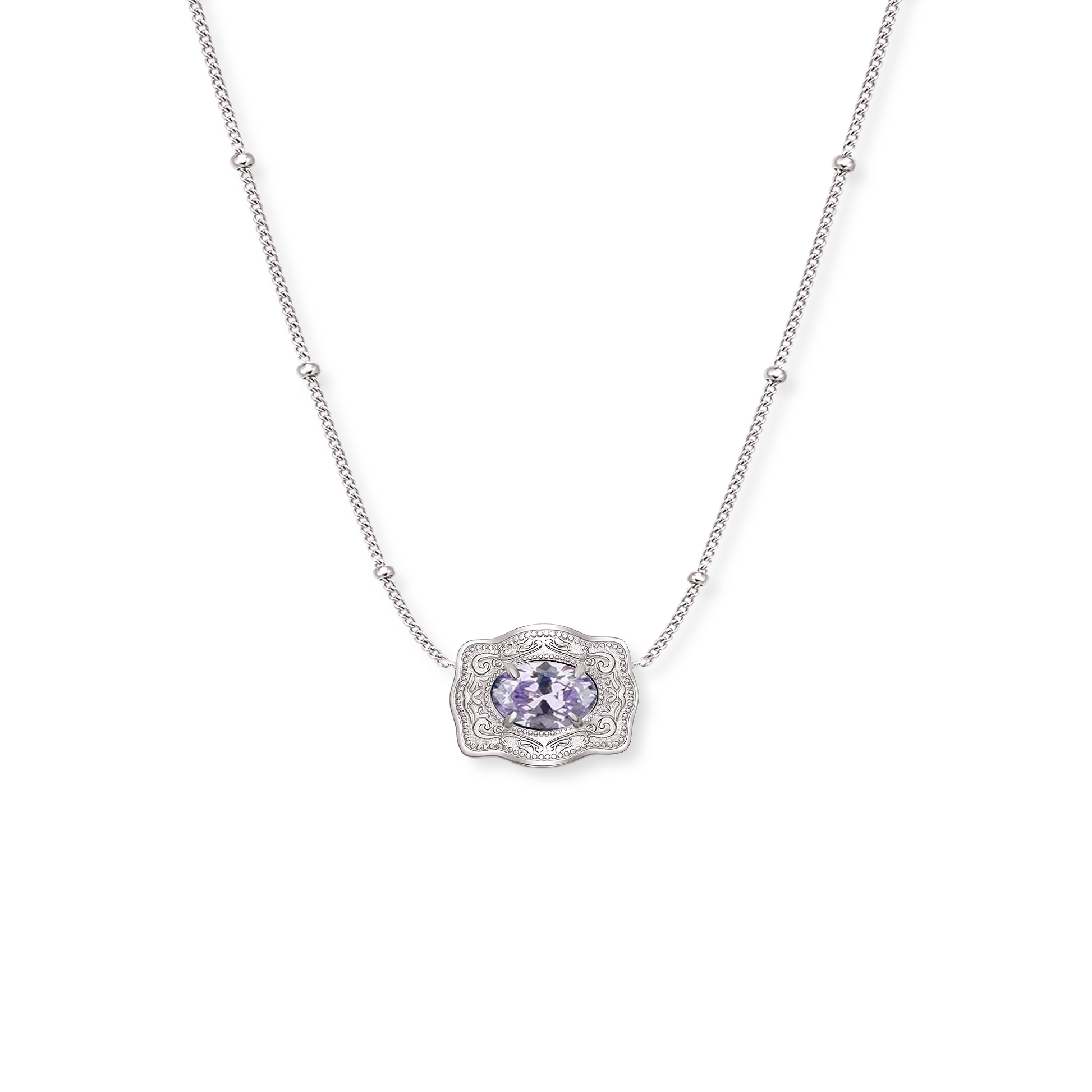 SPURWEST Ultra Mini Belt Buckle Birthstone Necklace - Silver - Image 10