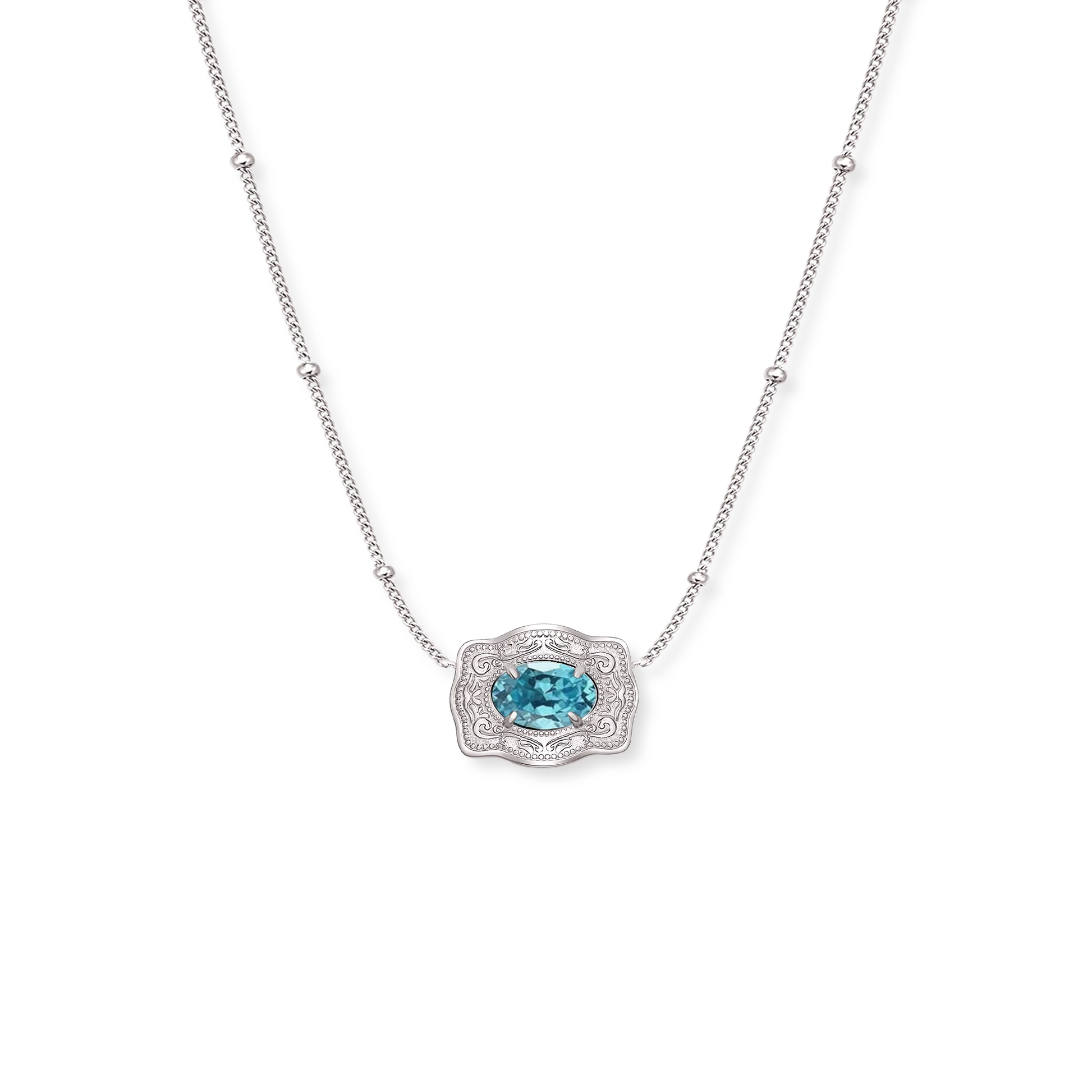 SPURWEST Ultra Mini Belt Buckle Birthstone Necklace - Silver - Image 11