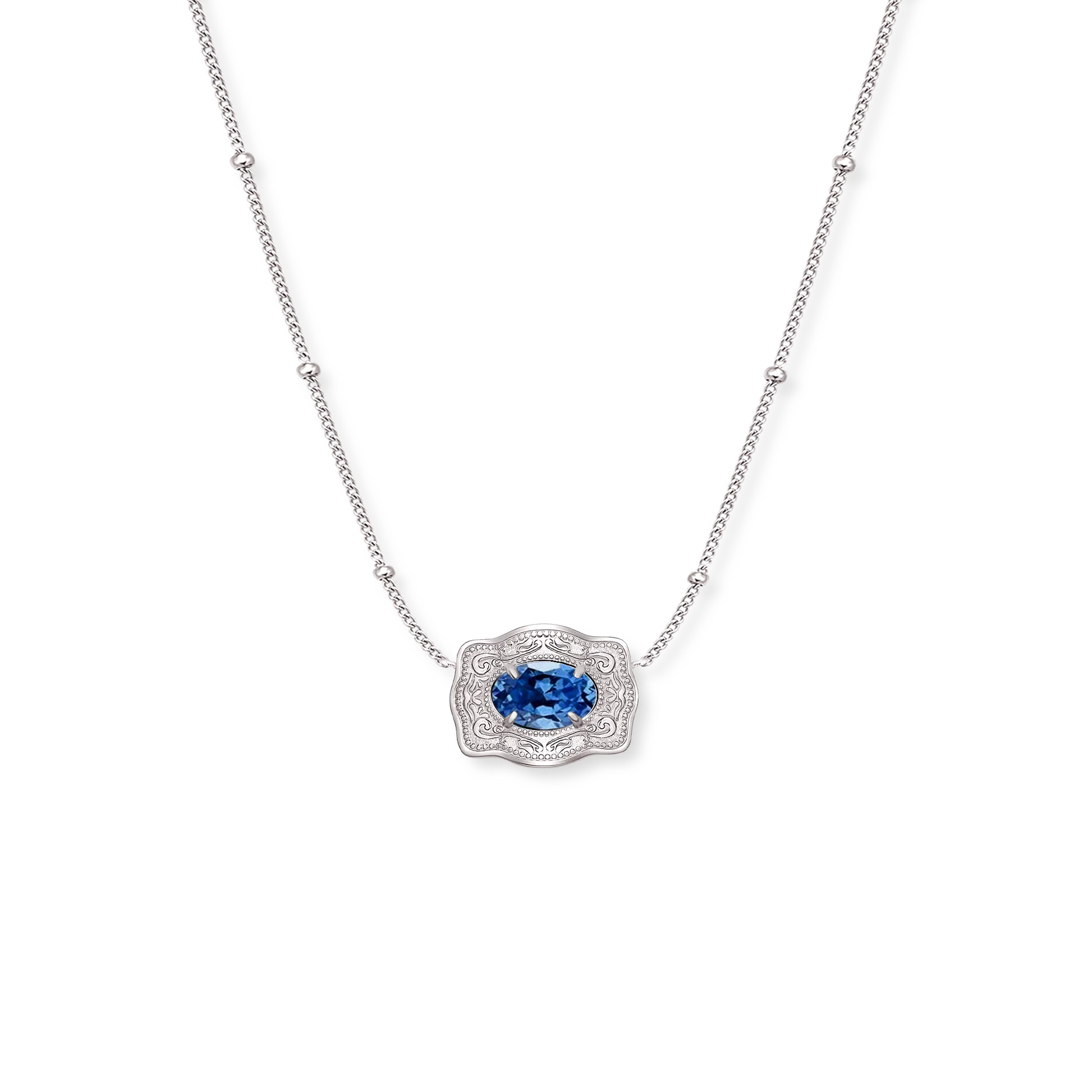 SPURWEST Ultra Mini Belt Buckle Birthstone Necklace - Silver - Image 15