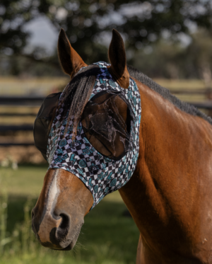 Newmarket Stretch Bug Eye Fly Mask – Checker Print