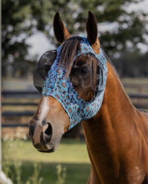 Newmarket Stretch Bug Eye Fly Mask – Aztec Cow Print