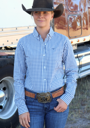 Newmarket 100% Australian Cotton Women’s Shirt – Navy Blue Check