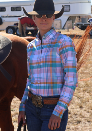 Newmarket 100% Australian Cotton Women’s Shirt – Pink/Blue Plaid