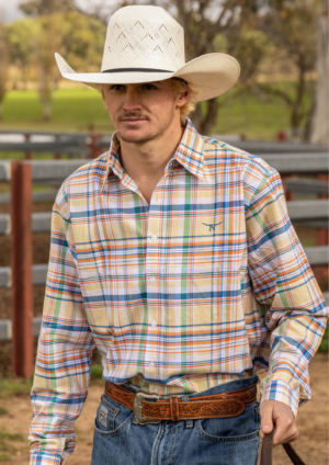 Newmarket Men’s 100% Australian Cotton Shirt – Yellow Plaid