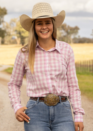 Newmarket 100% Australian Cotton Women’s Shirt – Pink Gingham