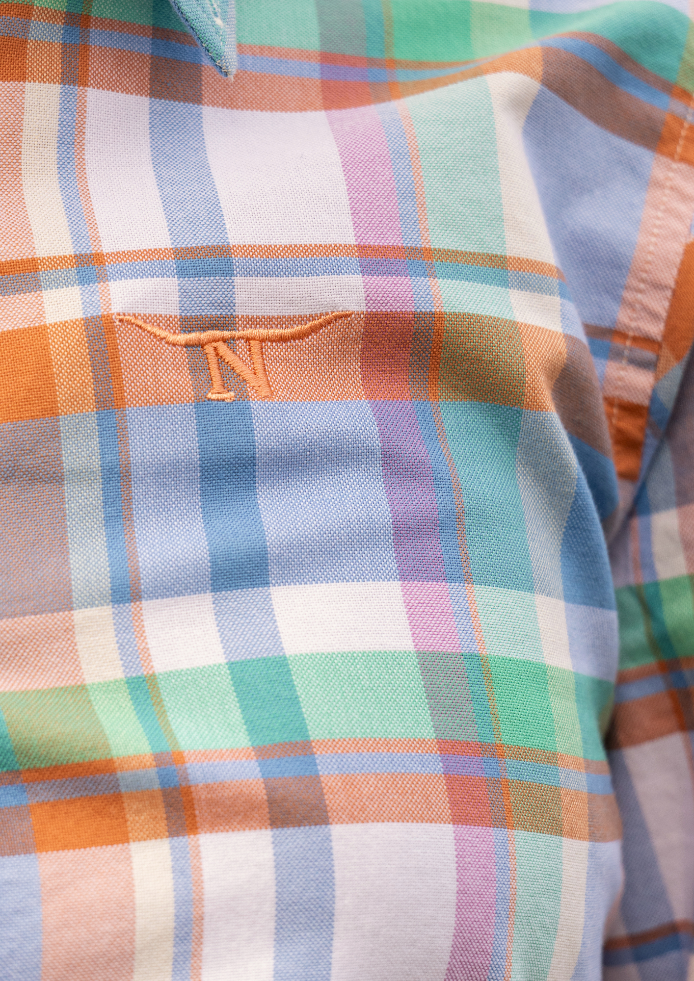 Newmarket 100% Australian Cotton Women's Shirt - Blue/Orange Plaid - Image 2