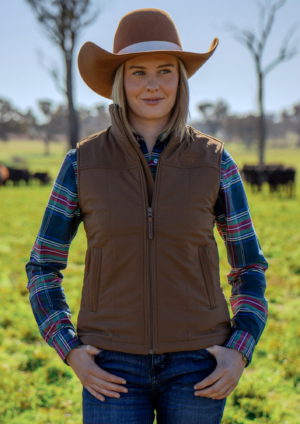Newmarket Women’s Longreach Puffer Vest – Tan