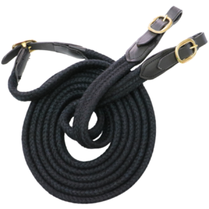 Calgary Cotton Reins with Brass Buckle Ends – Black